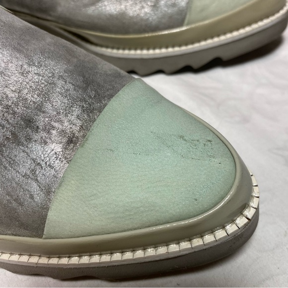 Donald J. Pliner Belize RZ Metallic Silver & Blue Suede Leather Loafers Slip On - Picture 4 of 11